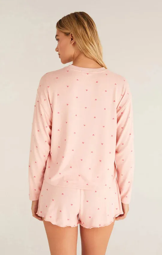 Z Supply happy heart long sleeve top zly231943s pink