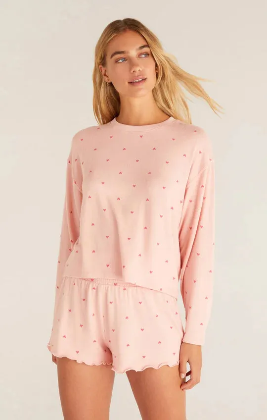 Z Supply happy heart long sleeve top zly231943s pink